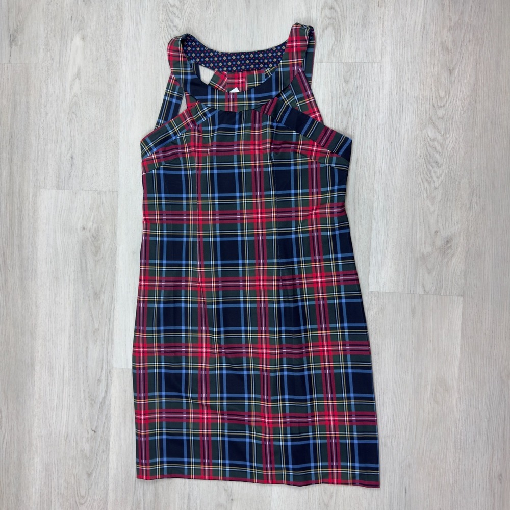 Gretchen Scott Tartan Plaid Isosceles Dress Womens Large Red Black Sleeveless